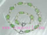 wholesale 6-7mm freshwater pearl&baroque crystal necklace set